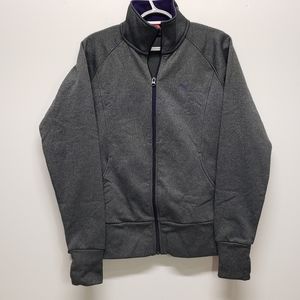 Puma Full Zip Track Jacket Womens Size Large Gray Activewear Athleisure Gym Y2K